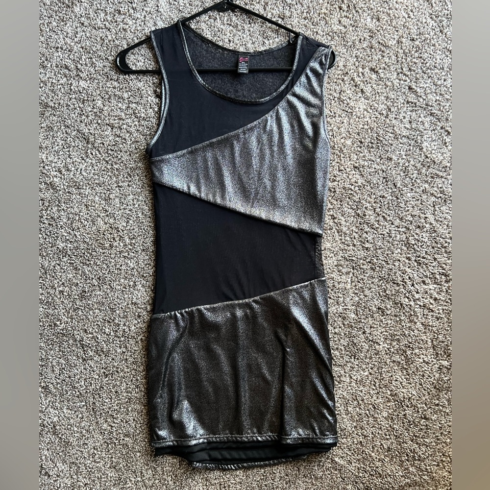 Sheer and vinyl pink lipstick mini dress